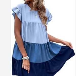 Casual summer color block dress.